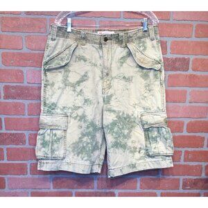 Cargo Supply Green Tie Dye Cargo Shorts Mens Size 34 Cotton Workwear
